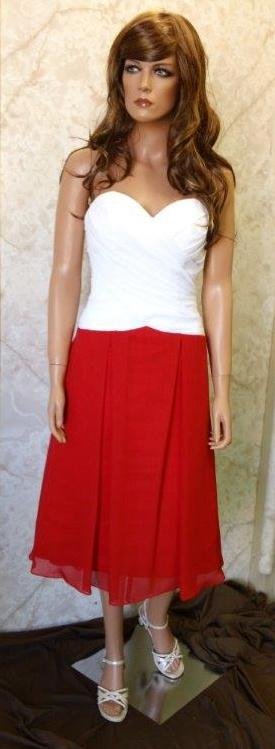 Red And White Strapless bridesmaid dresses